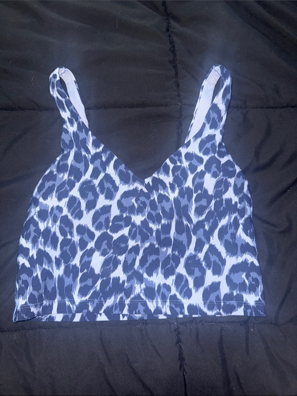 Aerie Blue Leopard Print Longline Sports Bra